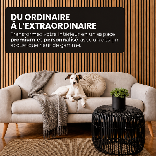 PANNEAU MURAL EN TASSEAUX DE BOIS NATUREL – 270 × 110 cm