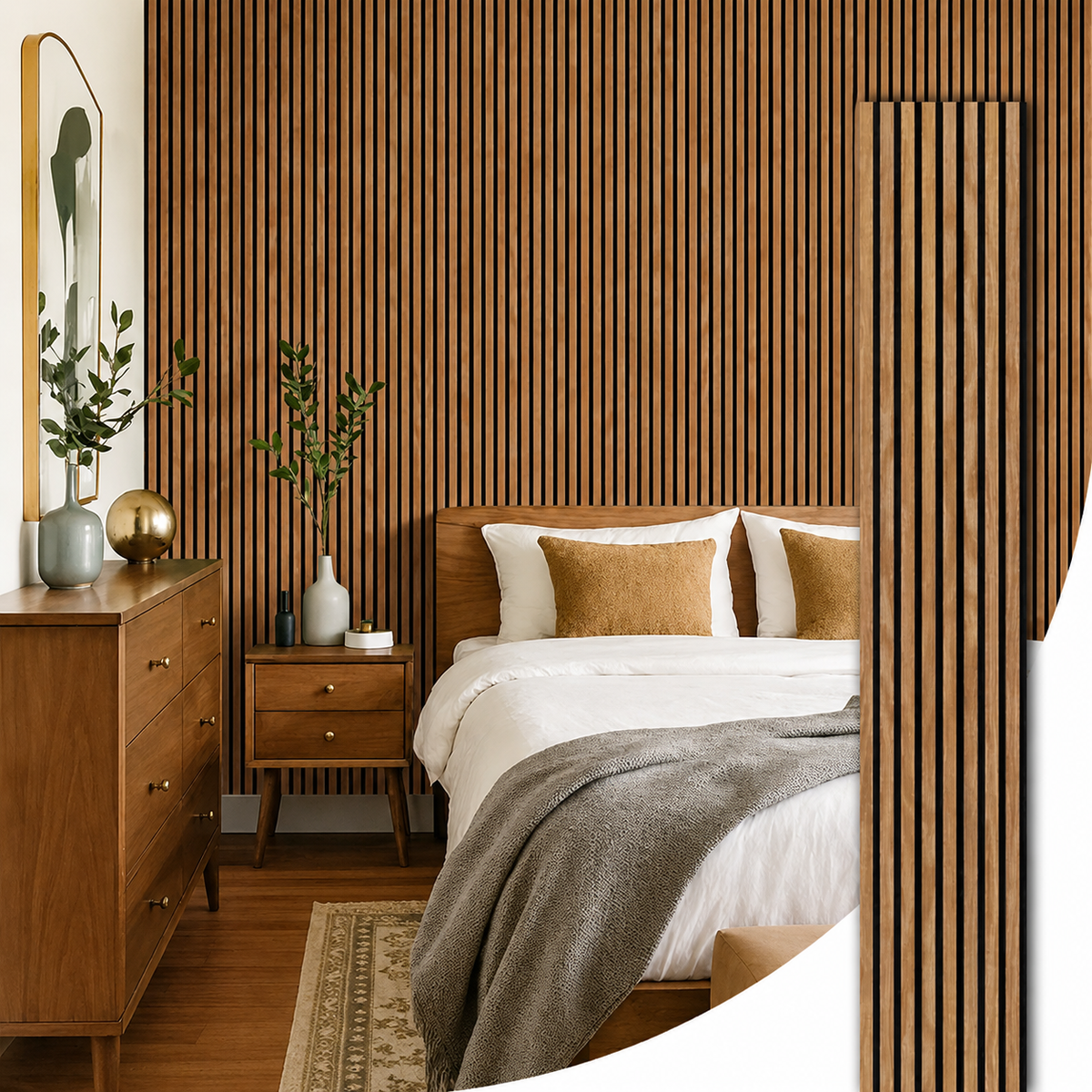 PANNEAU MURAL EN TASSEAUX DE BOIS NATUREL – 270 × 110 cm